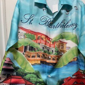 Amiri Men Silk Shirt, Size Large, Multi Color